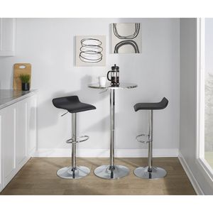 <b>Bistro</b> Contemporary <b>Round</b> Bar <b>Table</b> Adjustable Silver Design - Product Image 5