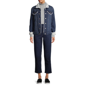 Veste en jean polaire vintage pour homme, délavée foncée, épaisse, thermique, col rabattable, respirante, coupe-vent, avec fermeture frontale - Product Image 5