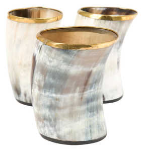 Verre authentique en corne de viking avec bordures en laiton et base en résine, 100% corne de buffle véritable, fabriqué à la main, style médiéval, pour bière, cidre ou miad. - Product Image 2