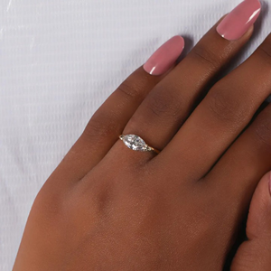 Anillo de diamantes cultivados en laboratorio East West Marquise para mujer y anillo de boda, regalo para ella - Product Image 6
