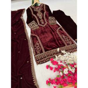 Ensemble haut-bas et dupatta magnifique pour femmes, vêtements de soirée de créateur - Product Image 3