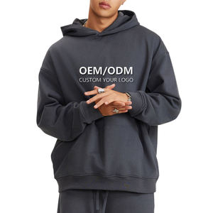 Fabricantes de sudaderas con capucha unisex personalizadas de algodón 100% grueso para marcas de ropa |   Suéter de Invierno con Hombros Caídos |   Color Sólido - Product Image 3