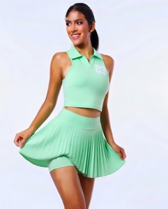 Customized Sportswear High Quality Breathable Moisture Wicking Front Short Tennis Skirt Professional Women's Tennis Uniforms - Product Image 2