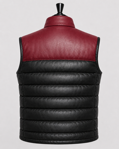 Chaleco acolchado de cuero PU con bloques de color para hombre Hashbloom International, cuello alto, cremallera frontal, logotipo bordado, ropa de abrigo de invierno - Product Image 4