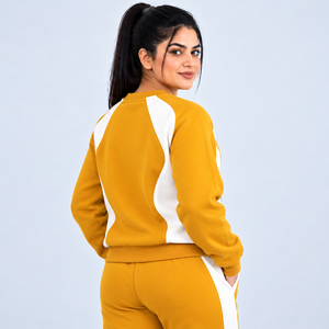 เสื้อสเวตเชิ้ตคอกลมแขนยาวสำหรับผู้หญิง สีเหลืองมัสตาร์ด สไตล์ลำลอง คุณภาพพรีเมียม เหมาะสำหรับฤดูใบไม้ร่วง - Product Image 3