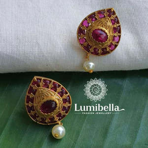 Kemp Pear Cut Stud Earrings-Trendy Hoop Style with Zircon - Product Image 1