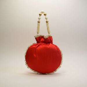 Bolso Potli de Diseño con Cierre de Cordón, Plegable, Correa Única, Detalles de Diamantes, Material Sedoso, de Alta Calidad para Exteriores - Product Image 2