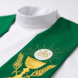Estola de Iglesia Verde Reversible, Bordada, Bufanda de Hombro para Sacerdote, Mezcla de Algodón, Accesorio para Ceremonias Religiosas - Product Image 2