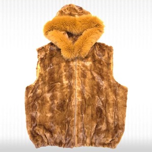 Chaleco de invierno de lujo para hombre con capucha de piel con corte de diamante y diseño de whisky - Product Image 2