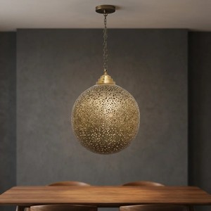 OEM Customized Brass Finish Round Moroccan Hanging <b>Lanterns</b> Durable Ultimate Design For Home Outdoor Garden Decoration - Product Image 1
