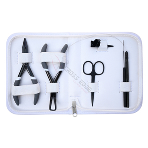 Nouveau kit d'outils pour extensions capillaires Microlink noires avec pinces d'ouverture et de fermeture de micro-anneaux, outil d'enfilage de boucles et doigtier de séparation de cheveux - Product Image 5