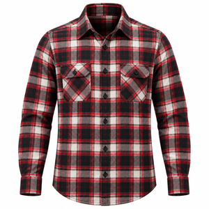 Chemise en flanelle à carreaux personnalisée pour homme, chemise à manches longues boutonnée, poche à double rabat, chemise à carreaux décontractée, chemise en flanelle personnalisée pour homme - Product Image 1
