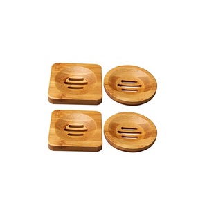 Porte-savon en bois écologique de bonne qualité, forme ronde et carrée, 4 pièces au prix de gros - Product Image 1