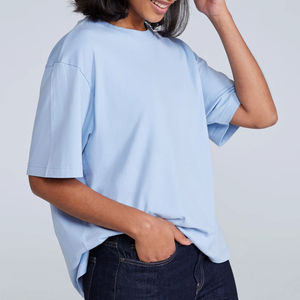 Camiseta de Mujer de Algodón 100% Personalizada, de Verano, Ecológica, de Secado Rápido, con Hombros Caídos, Corte Regular, Cuello Redondo, Color Sólido, Superventas - Product Image 6