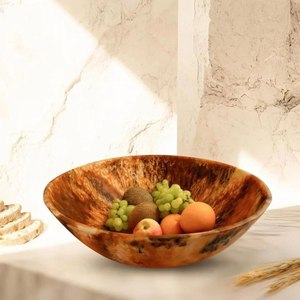 Bol de service bohème pour salade, en résine polie à motif tourbillonnant, de qualité alimentaire, écologique et durable, pour la décoration de la maison et les fêtes. - Product Image 1