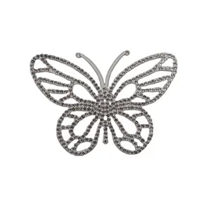 weißer schmetterling strass applikativ 2D 3D-logo kristallperlen Silikon-Patch Wärmeübertragung für Kleidung