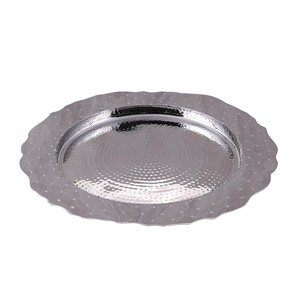 Assiette de présentation en acier inoxydable avec bord émaillé jaune – Assiette décorative en métal durable pour mariages et décoration de table de restaurant - Product Image 3