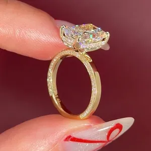Moissanite Cushion Cut Halo Engagement <b>Ring</b> 925 Sterling Silver Wedding <b>Ring</b> for Women High Sparkle Fine Jewelry - Product Image 5