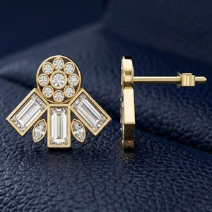 RIZTA JEWELS Boucles d'oreilles pour femme en or 14K, minimalistes et tendance, avec diamant coloré taille brillant serti clos, vente en gros, cadeau - Product Image 2