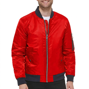 Chaqueta Bomber Azul Marino para Hombre, Color Sólido, Cierre de Cremallera, Cuello en V, Estilo Casual, Material de Poliéster, Ropa de Invierno, Frente Satinado, Impermeable - Product Image 2