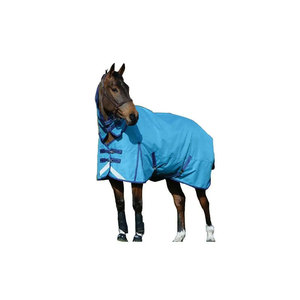 Blue Nylon Horse Rug With <b>Neck</b> Cover And Adjustable Fasteners For All Weather Protection - Product Image 2