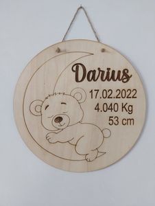 Puzzle en bois écologique pour plaque de naissance de bébé |   Finition de bonne qualité |   Artisanat fait main |   Vente en gros directe d'usine - Product Image 2