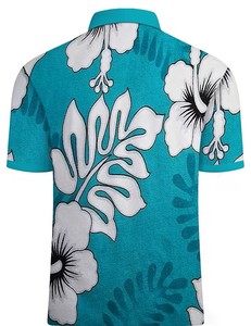 Men's Teal Floral Print for Shirt Short Sleeve Casual Breathable Jersey Knitted Digital Printed Cotton Design - Product Image 3