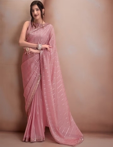 Sarees de Mujer KV con Lentejuelas Bordadas Estilo Bollywood - Product Image 4