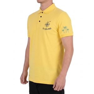 Polo de Manga Corta Amarillo para Hombre, de Algodón, con Logotipo Bordado de Explorador Marino, Corte Regular Informal, Color Sólido, Transpirable - Product Image 2