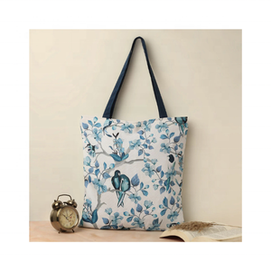 Embroidered Canvas Eco Friendly GOTS Certified Large Reusable 100% Cotton Travel Shoulder Grocery Tote <b>Bag</b> for Custom Branding - Product Image 5