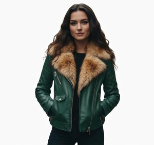 MKB Premium Women Genuine <b>Leather</b> Moto <b>Jacket</b> With Fur Collar Zipper Closure Full Sleeve Winter Outerwear <b>leather</b> Wear - Product Image 2