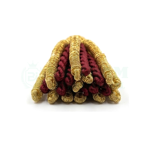 Passementerie Française Artisanale de Luxe Personnalisée en Fil Doré Bourgogne pour Tresse Liturgique, Pompon Métallique Zari pour Vêtement d'Église - Product Image 3
