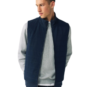 Chaleco Azul Marino para Hombre con Cierre, Chaqueta sin Mangas con Cuello Alto, Costuras Acolchadas, Prenda Exterior Ligera Informal para el Invierno - Product Image 1
