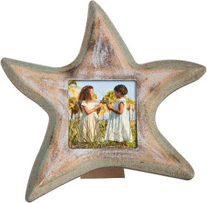 Rustic star shaped wooden photo frame for kids Distressed finishing star photo frame for beach or nautical decor - Product Image 4