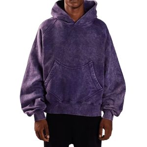 High Quality Winter Street Wear <b>Men</b> Acid Wash Digital Printing Cotton Blended Oversized <b>Pullover</b> Hoodies - Product Image 3
