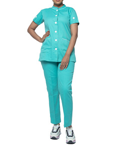 Conjunto de Uniforme Médico OEM Unisex de Spandex Elástico con Camiseta de Manga Corta con Cuello en V y Pantalones Cargo Jogger para Hospital, Salón de Belleza - Product Image 1