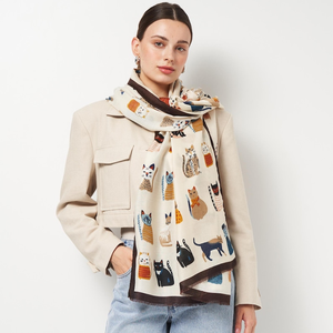 ผ้าพันคอไหมพิมพ์ลายแฟชั่นทันสมัย ดีไซน์เก๋ ผ้าคลุมศีรษะแบบฮิญาบ ผ้าพันคอเนื้อนุ่มสำหรับผู้หญิง ขายปลีก-ขายส่ง - Product Image 1