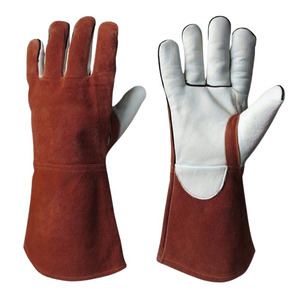 Gants de soudeur industriels robustes pour la lutte contre les incendies, en cuir de vachette pleine fleur renforcé, certifiés CE, résistants à la chaleur, avec manchette de sécurité - Product Image 2
