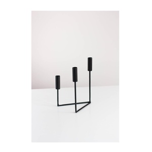 Candelabro de 3 Brazos para Velas Cónicas, Minimalista, Geométrico, de Metal, Elegante Centro de Mesa de Varias Alturas para Comedor - Product Image 1