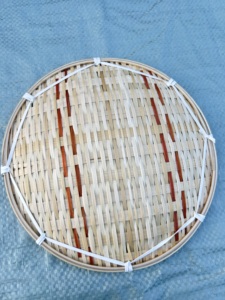 Crafted by Hand Natural Bamboo Set 4-Piece Display <b>Tray</b> Pastry Treats 23cm Round Oval Rectangular <b>Tea</b> Serving Snacks in Vietnam - Product Image 3