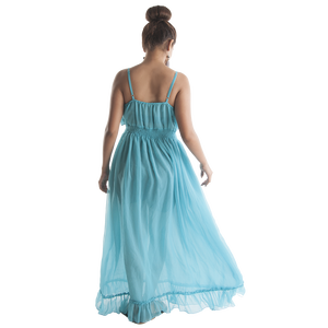 ชุดเดรสผ้าชีฟองสำหรับฤดูร้อนพร้อมซับในผ้าวิสคอสลายดอกไม้ลายทางลายดอกไม้มีสายรัดยาวถึงพื้นสำหรับออกทะเลแบบลำลอง - Product Image 6