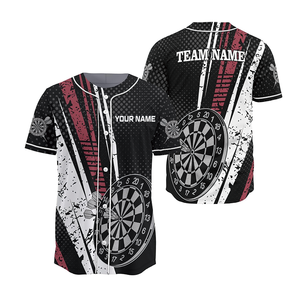 Men's Skull Pattern Baseball Jersey Darts Team Print Polyester Breathable Short <b>Sleeve</b> Gothic Style Button Front Shirt - Product Image 4