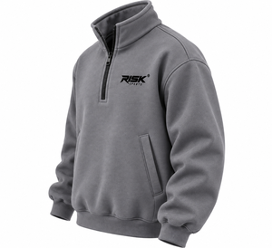 Gray Winter Half Zip Fleece <b>Hoodie</b> <b>Men</b> Regular Fit Pullover Sweatshirt Front Zipper Pocket 100% Polyester for <b>Running</b> Jogging - Product Image 5