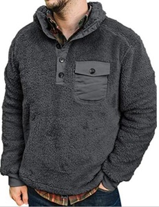 Chaqueta de lana de pana para hombre, Logo personalizado, de la mejor calidad, cálida, barata, de Color sólido, cuello levantado, con bolsillos en el pecho y Media botonadura, para invierno - Product Image 4