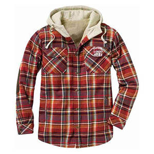 Plaid Hooded Flannel Shirt With <b>Sherpa</b> Lining And Front Logo For <b>Women</b> Plus Size Casual Autumn Wear - Product Image 2