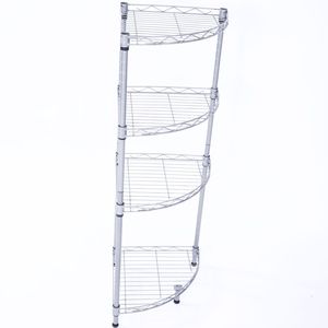 Scaffale di Stoccaggio a 4 Ripiani XM 243S Grigio Argento, in Acciaio al Carbonio a Forma di Ventaglio per Organizzazione Domestica - Product Image 3