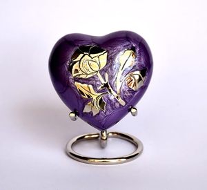 Premium and elegant Brass Heart Cremation <b>Memorial</b> <b>Keepsake</b> Urn Ash Holder Featuring Durable Premium Exterior Craftsmanship - Product Image 4