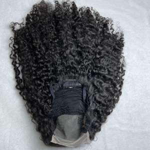 CDYHAIRVN Perruque à fermeture bouclée birmane en cheveux humains, dentelle HD, noir naturel, sans colle, douce, bouclée et rebondissante, pleine densité, vente en gros - Product Image 1