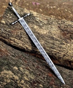 Espada de Acero de Damasco con Punta de Lanza, Hoja Recta, Grado Industrial, Hoja Única, Hecha a Mano, OEM AHS - Product Image 1