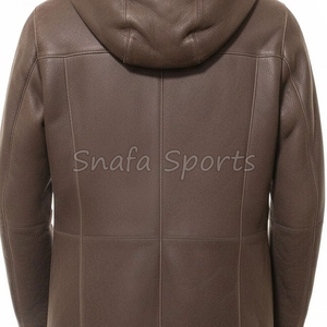 2026 Thick Warm Leather <b>Shearling</b> <b>Bomber</b> <b>Jacket</b> Custom Design Zipper Closure High Quality Leather <b>Jacket</b> For Men - Product Image 5